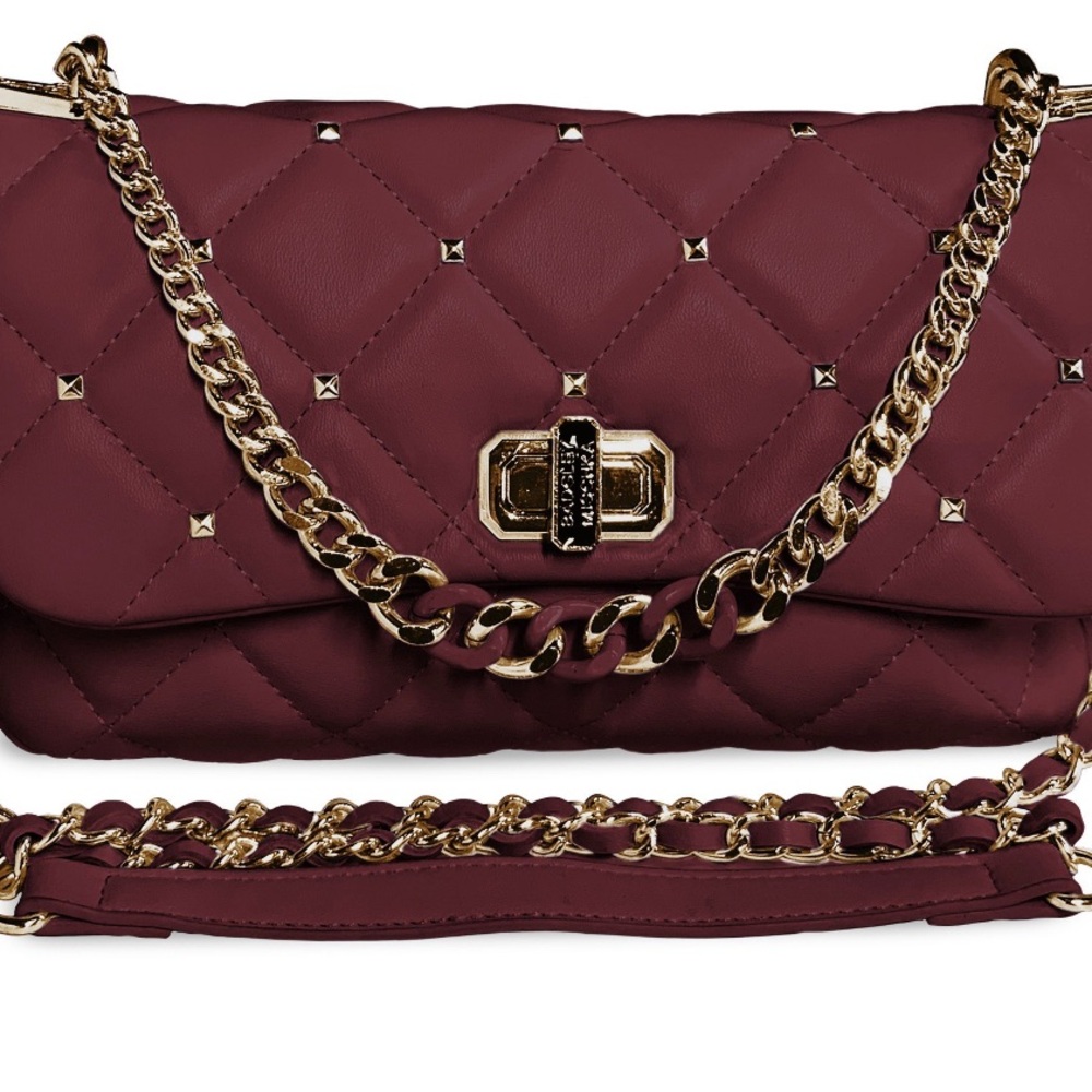 Brown Quilted Shoulder Bag with Chain Strap